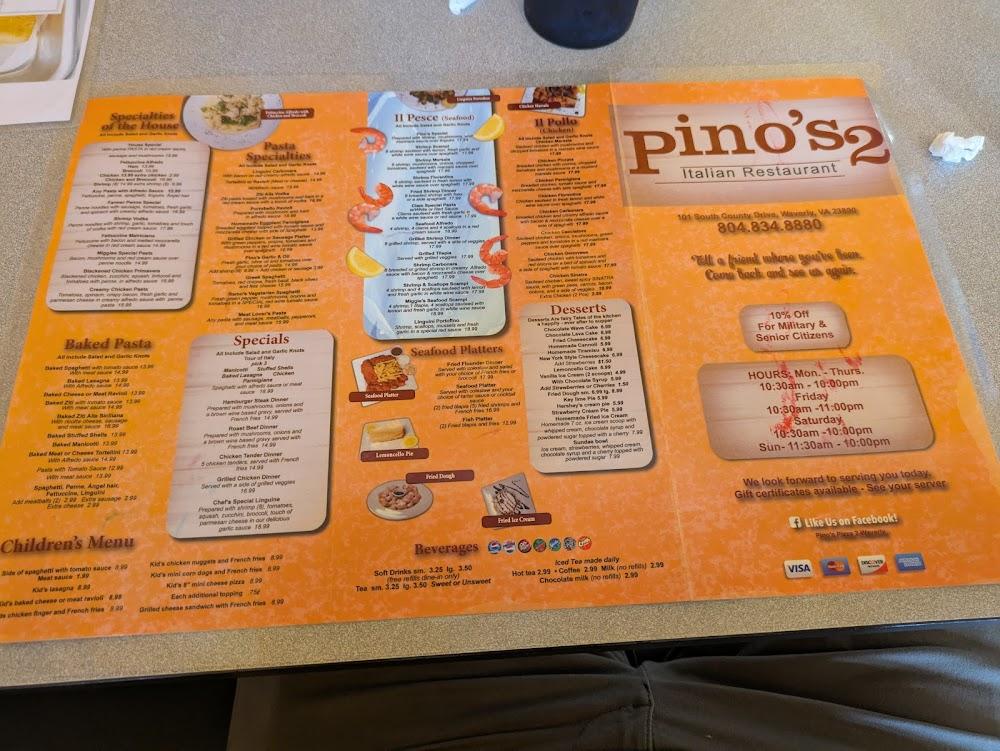 Pino's Pizza #2 Menu image 1